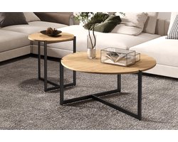 Set van 2 Salontafels 'Pola' Decor Oude Eik