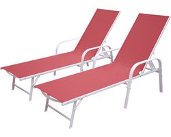 Set van 2 SARDINIA roze textilene ligbedden - witte structuur