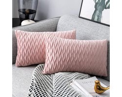 Set van 2 Satijnen Sierkussenslopen 30x50 cm - Zacht Decoratief Kussenhoes voor Bank en Slaapkamer - Roze