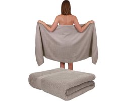 Set van 2 Sauna Handdoeken Katoen 80x200 cm Steen Kleur