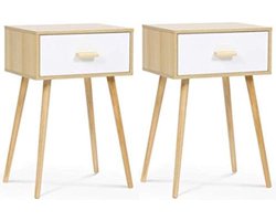 Set van 2 Scandinavische EIYA nachtkastjes van licht en wit hout
