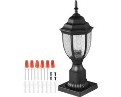 Set van 2 Schemeringslampen voor Buiten, 390 mm, Waterdichte Lantaarnlampen met 3,5-Inch Paalbevestiging, Glazen Kap