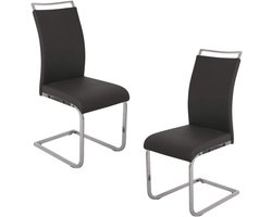 Set van 2 Schommelstoelen - Eetkamerstoelen van Kunstleer in Zwart - Modern en Comfortabel