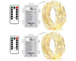 Set van 2 sfeerverlichting snoeren - 5 meter met 50 LED's - en afstandsbediening - 8 modus - Timerfunctie -