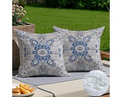 Set van 2 sierkussenhoezen, 40x40 cm, boho-stijl, weerbestendig