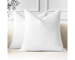 Set van 2 Sierkussenhoezen 50x50 cm Linnen – Vierkante Decoratieve Kussenslopen voor Bank en Woonkamer