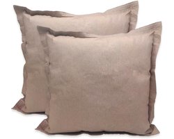 Set van 2 Sierkussens 50x50 cm Beige Binnen & Buiten - Waterafstotend en Gerecycled Materiaal