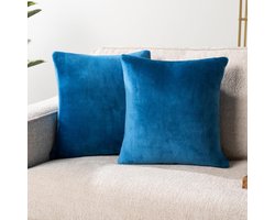 Set van 2 Sierkussenslopen 45x45 cm Fleece Pluche Turquoise Blauwgroen | Zachte Decoratieve Kussenslopen voor Bank en Woonkamer