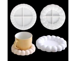 Set van 2 Siliconen Mallen voor Coasters en Epoxy Resin - Ronde DIY Mallen voor Theeborden en Sieraden met Betonnen Vormgeving