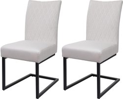 Set van 2 sledestoelen MCW-L15, bezoekersstoel conferentiestoel, fluweel gepoedercoat staal ~ crème-beige