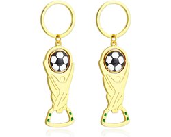 Set van 2 Sleutelhangers met Flesopener in Voetbalontwerp - Rotating Cup Accessoire voor Feestjes, Barbecues en Sportliefhebbers