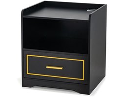 Set van 2 slimme LED-nachtkastjes – Met USB-poort, verstelbare lichtkleuren & helderheid – Wit/Zwart