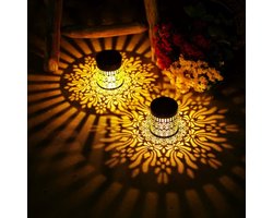 Set van 2 solar omheining lampen - gevoed door metalen zonne energie - outdoor balkon stap wandverlichting - waterdichte omheining lampen - tuin palen - familie terras achtertuin - gazon decoratie