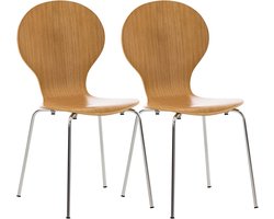 Set van 2 Stapelbare Stoelen met Eiken Houtzitting en Metalen Frame