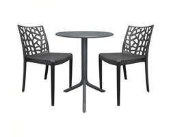 Set van 2 stapelbare stoelen met ronde tafel - Duurzame meubels voor binnen en buiten
