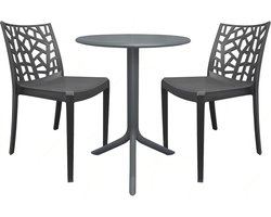 Set van 2 stapelbare stoelen met ronde tafel - Duurzame meubels voor binnen en buiten