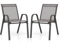 Set van 2 Stapelbare Tuinstoelen met Rugleuning en Armleuningen - Comfortabele Stoelen voor Buiten