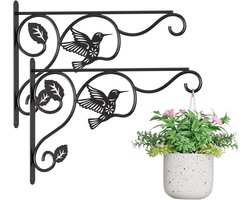 Set van 2 stevige plantenhaken - 30 cm metalen muurhaken voor binnen en buiten, robuuste plantenbeugel voor vogelvoeders, plantenbakken, lantaarns, windgong - terras, tuin, huisdecoratie, Zwarte vogel