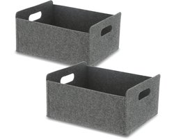 Set van 2 stevige vilten manden antraciet voor opbergdoos en organizer
