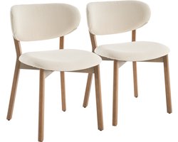 Set van 2 stoelen AURA beige lusstof en licht hout