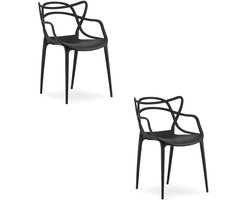 Set van 2 Stoelen KATO Zwart – Moderne Eetkamerstoel met Uniek Design – Ergonomisch Ontwerp – Comfortabele Zitting – Lichtgewicht & Stevig – Geschikt voor Woonkamer, Keuken en Kantoor – Draagvermogen tot 110 kg