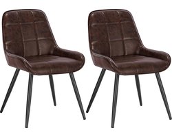 Set van 2 Stoelen - Luxe Eetkamerstoel - Eetkamerstoelen - 2 stoelen - Moderne look - Donker bruin
