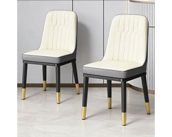 Set van 2 stoelen - Stoelen - Kantoor - Eetkamerstoel - Binnen - Kunstleer - Metaal poten - Wit