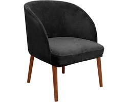 Set van 2 stoelhoezen, geschikt voor fauteuils, oorfauteuils en ronde stoelen, zacht en elastisch, mid-century modern stijl, geschikt voor keuken en woonkamer - zwart.