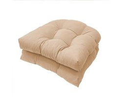 Set van 2 stoelkussens, 48 ​​x 48 cm, zitkussen voor stoelen, zitkussen voor banken in huis en tuin, binnen, buitenkussen voor eetkamerstoel of keuken,Kaki