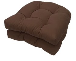 Set van 2 stoelkussens, 48 ​​x 48 cm, zitkussen voor stoelen, zitkussen voor banken in huis en tuin, binnen, buitenkussen voor eetkamerstoel of keuken,Bruin