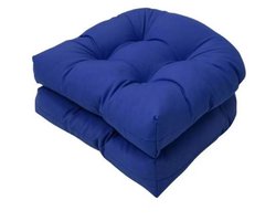 Set van 2 stoelkussens, 48 ​​x 48 cm, zitkussen voor stoelen, zitkussen voor banken in huis en tuin, binnen, buitenkussen voor eetkamerstoel of keuken,Koningsblauw