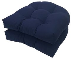 Set van 2 stoelkussens, 48 ​​x 48 cm, zitkussen voor stoelen, zitkussen voor banken in huis en tuin, binnen, buitenkussen voor eetkamerstoel of keuken,Marineblauw