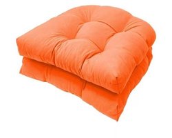 Set van 2 stoelkussens, 48 ​​x 48 cm, zitkussen voor stoelen, zitkussen voor banken in huis en tuin, binnen, buitenkussen voor eetkamerstoel of keuken,Oranje