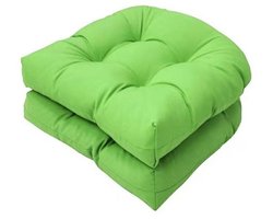 Set van 2 stoelkussens, 48 ​​x 48 cm, zitkussen voor stoelen, zitkussen voor banken in huis en tuin, binnen, buitenkussen voor eetkamerstoel of keuken,Fruitgroen