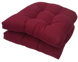 Set van 2 stoelkussens, 48 ​​x 48 cm, zitkussen voor stoelen, zitkussen voor banken in huis en tuin, binnen, buitenkussen voor eetkamerstoel of keuken,Wijnrood