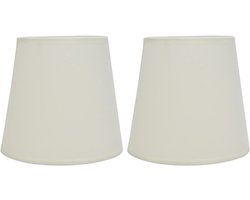 Set van 2 Stoffen Lampenkappen in Europese Stijl voor E14 Kandelaar Lampen - Vloerlamp, Tafellamp, Kroonluchter, Wandlamp - 4.4x6.0x5.5 Inch - Beige Linnen Lampenkap