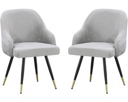 Set van 2 stoffen stoelen "Harmony" - 54 x 57 x 90 cm - Beige