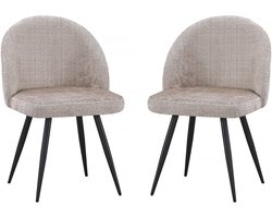 Set van 2 stoffen stoelen "Samuel" - 53 x 51 x 82 cm - Beige