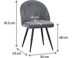 Set van 2 stoffen stoelen "Samuel" - 53 x 51 x 82 cm - Grijs