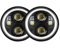 Set van 2 stuks 5,75 inch LED moto koplampen 40W Halo zwart – passend geschikt voor Triumph Rocket III & Speed Triple