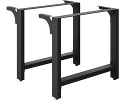 Set van 2 Tafelpoten Vierkant Zwart | Hoekframe Onderstel voor Eettafel of Bureau | 80x72 cm