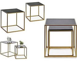 Set van 2 tafels Zwart Gouden 50 x 50 x 50 cm