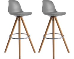 Set van 2 TOBIAS Scandinavische krukjes grijs met kussen