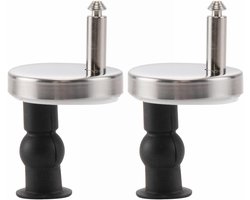 Set van 2 toiletzittingen - scharnierbeugels - zachte sluiting - vierkante toiletzitting - snelle ontgrendeling - voor het bevestigen van blinde gaten fittings.