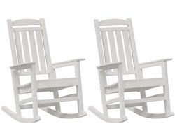 Set van 2 Tuin Schommelstoel | Tuinzetel | Terrasstoel | Buitenstoel Wit 70 x 92 x 108cm Kunststof