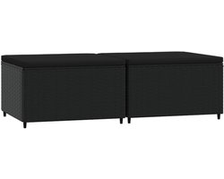 Set van 2 Tuin Voetensteunen met Zwarte Kussens - Comfortabel en Weerbestendig