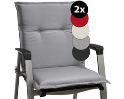 Set van 2 Tuinkussens voor Stoelen met Lage Rug - 100 x 50 cm - Lichtgrijs