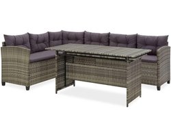 Set van 2 tuinmeubelen met kussens, polyrotan, grijs, terrasmeubelset, voor terras, tuin, balkon