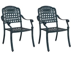 Set van 2 Tuinstoel | Tuinzetel | Terrasstoel | Buitenstoel Groen 55 x 56.5 x 91cm Aluminium