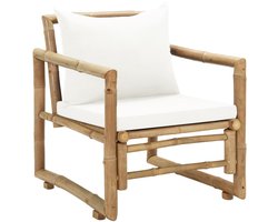 Set van 2 Tuinstoel | Tuinzetel | Terrasstoel | Buitenstoelen met kussens bamboe